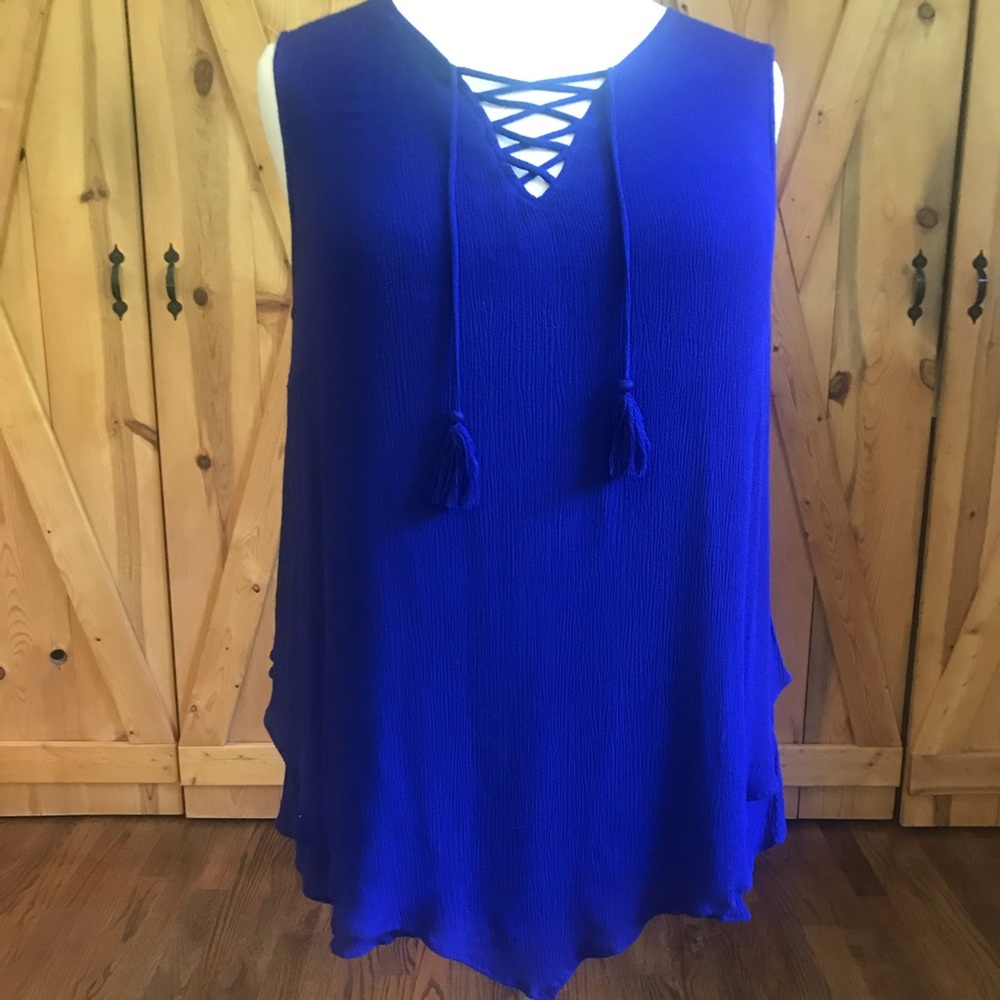 Royal blue sleeveless blouse